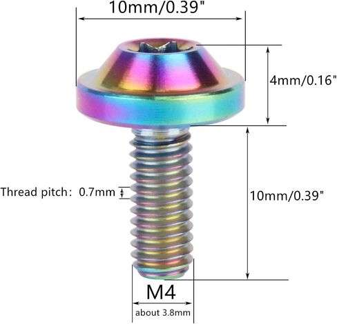 4Pcs Titanium Bolt M4x10 15 20mm Button Torx Head Screw for Bicycle Motorcycle (Black, M4x20mm) in Kuwait