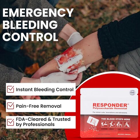 Responder First Aid Powder- FDA Cleared for Use in First-Aid Situations, 100% Plant-Based, Instantly Stops Bleeding - Essential for Camping Safety, Survival Equipment in Saudi Arabia