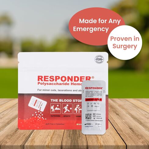 Responder First Aid Powder- FDA Cleared for Use in First-Aid Situations, 100% Plant-Based, Instantly Stops Bleeding - Essential for Camping Safety, Survival Equipment in Saudi Arabia