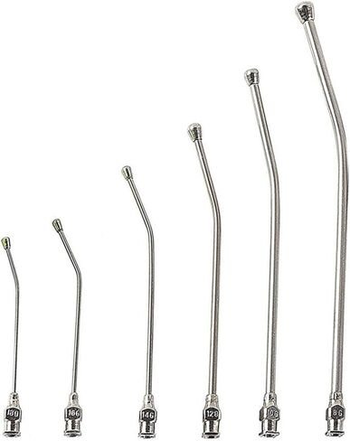 2pcs الثروة الحيوانية الصغيرة حيوان الحيوانات الأليفة الدائرية المسلحة المسلحة ، 6pcs المنحنية أنابيب التغذية ، رأس المعادن يمنع أضرار اللدغة (30 مل) in Kuwait