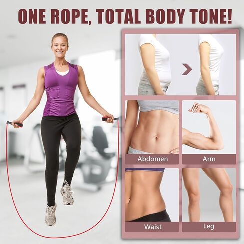 حبل القفز للنساء والرجال قابلة للتعديل طول القطن حبل تخطي للبالغين والأطفال معدات تمرين لفقدان الوزن ، القلب ، الملاكمة والملاكمة المناسبة للمنزل والصالة الرياضية والاستخدام المدرسي in Kuwait