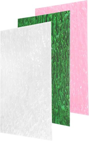 meccanixity 3 pcs glitter acrylic sheet ، 12 "× 8" × 1/8 "Pearlescent PMMA أوراق بلاستيكية الفراغات للفن المصنوع من القطع والنقش الوردي/الأبيض/الأخضر in Saudi Arabia