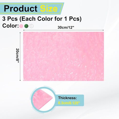 meccanixity 3 pcs glitter acrylic sheet ، 12 "× 8" × 1/8 "Pearlescent PMMA أوراق بلاستيكية الفراغات للفن المصنوع من القطع والنقش الوردي/الأبيض/الأخضر in Saudi Arabia