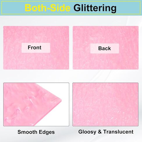 meccanixity 3 pcs glitter acrylic sheet ، 12 "× 8" × 1/8 "Pearlescent PMMA أوراق بلاستيكية الفراغات للفن المصنوع من القطع والنقش الوردي/الأبيض/الأخضر in Saudi Arabia