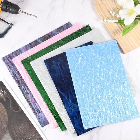 meccanixity 3 pcs glitter acrylic sheet ، 12 "× 8" × 1/8 "Pearlescent PMMA أوراق بلاستيكية الفراغات للفن المصنوع من القطع والنقش الوردي/الأبيض/الأخضر in Saudi Arabia