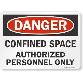 SmartSign - U1-1020-ND_14x10 Adhesive Vinyl Label, Legend "Danger: Confined Space Authorized Personnel Only", 10" high x 14" wide, Black/Red on White 10" x 14" Vinyl Label in Saudi Arabia