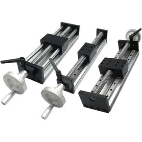 1PCS يدوي خطوط سكة حديد خطية مرحلة الجدول SFU1204/1605/1610 كرات مع عجلات اليد مزدوجة السكك الحديدية 100mm-1000mm (M-DXG6042 ، SFU1610-Stroke 600mm) in Kuwait