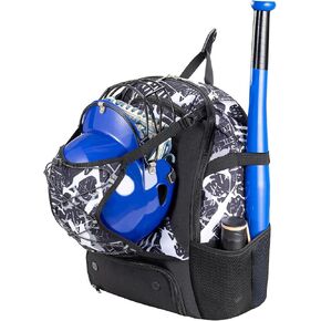 Youth Baseball Bag, Softball Bat Bag for Girls Boys & Adults, Kids Tball Backpack with Shoes Compartment, Large Capacity Equipment Backpack in Saudi Arabia