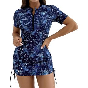Abafip Women's Short Swimsuit Zip One Piece Swimdress stairing sup With Sight Warkring in Kuwait