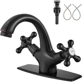 Aolemi الحمام بالوعة صنبور واحد ثقب واحد بارد وساخن مقبض مزدوج مقبض الصليب كروس الغرور بالوعة الحوض الخلاط الصنبور مع لوحة غطاء سطح السفينة مع النحاس العتيق منبث in Kuwait