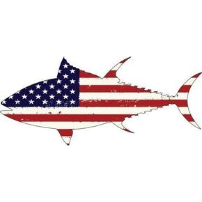 Fishing Decal - American Flag Tuna Vinyl Sticker in Kuwait