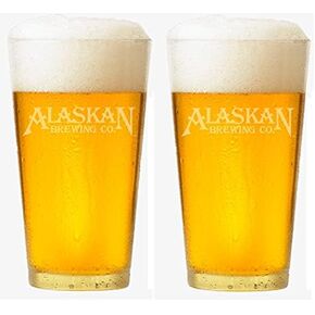Alaskan Brewery Signature Pint Glass - Satin White Logo - Set of 2 in Saudi Arabia