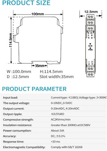 DC24V Analog Signal Isolator 4-20mA 0-10mA 0-10V 0-5V DC Signal Isolator 1 in 1 Out 1 in 2 Out Current Votlage(1 in 2 Out,0-20MA_Output 4-20MA) in Kuwait
