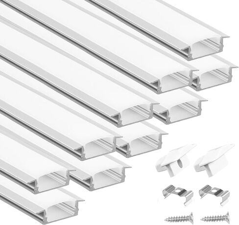 Muzata 10Pack 6.6FT/2M Recessed LED Channel U Shape Black Aluminum LED Strip Diffuser Channel with Milky White Cover U127 WW 2M in Saudi Arabia
