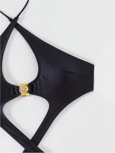 Oyoangle Women's One Piece Swimsuit Cut Out Criss Cross Halter Wating Suits Monokinis in Saudi Arabia