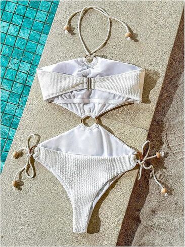Oyoangle Women's Monokini Swimsuits خاتم محكم المرتبط بقطع قطعة واحدة للاستحمام in Saudi Arabia