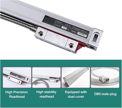 High Precision Slim Linear Glass Scale 1um 5V TTL 100 200 300 Optical Encoder Grating Ruler for Grinder Lathe Industrial Grade(100mm Travel 0.001mm) in Saudi Arabia