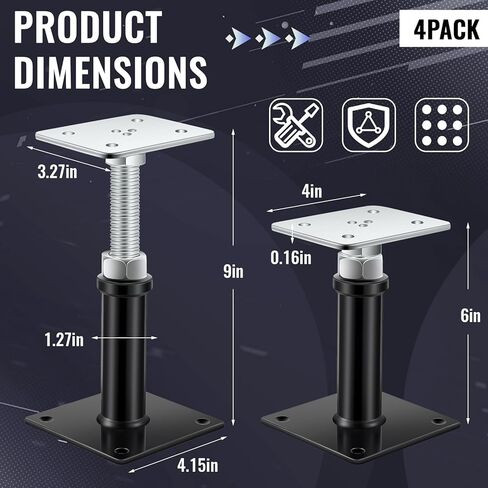 Zonon 4 Pack Post Post Jool Post ، 6 "-9" نطاق الارتفاع ، مقبس المسمار Mini House لأرضيات الرافعات التي تصل إلى 7000 رطل حتى 7000 رطل in Kuwait
