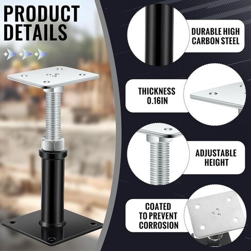 Zonon 4 Pack Post Post Jool Post ، 6 "-9" نطاق الارتفاع ، مقبس المسمار Mini House لأرضيات الرافعات التي تصل إلى 7000 رطل حتى 7000 رطل in Kuwait