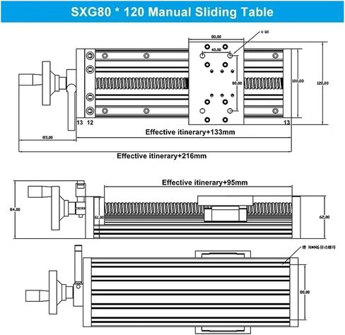 NEMA23/34 57/86mm x y/z المحرك الخطي يدوي مجموعة طاولة انزلاق المحرك SFU1605 دليل مزدوج جدول انزلاق (مجموعة محرك 2nm) in Kuwait