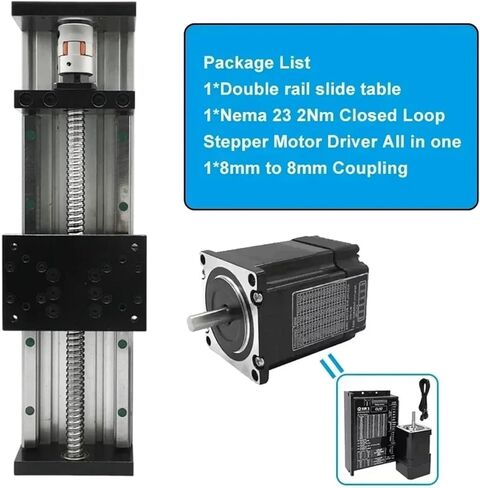 NEMA23/34 57/86mm x y/z المحرك الخطي يدوي مجموعة طاولة انزلاق المحرك SFU1605 دليل مزدوج جدول انزلاق (مجموعة محرك 2nm) in Kuwait