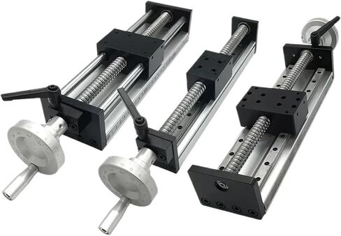 1PCS يدوي خطوط سكة حديد خطية مرحلة الجدول SFU1204/1605/1610 كرات مع عجلات اليد مزدوجة السكك الحديدية 100mm-1000mm (M-DXG6042 ، SFU1610-Stroke 600mm) in Kuwait