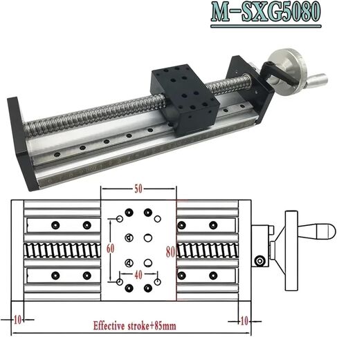1PCS يدوي خطوط سكة حديد خطية مرحلة الجدول SFU1204/1605/1610 كرات مع عجلات اليد مزدوجة السكك الحديدية 100mm-1000mm (M-DXG6042 ، SFU1610-Stroke 600mm) in Kuwait
