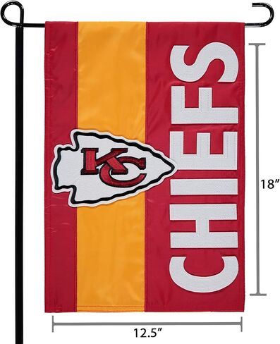 Team Sports America NFL Kansas City Chiefs Logo Logo Flag Flag Gardique Garden ، 12.5 × 18 بوصة ديكور داخلي في الهواء الطلق لعشاق كرة القدم in Saudi Arabia