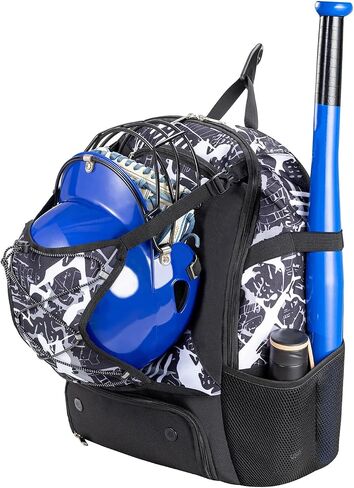 Youth Baseball Bag, Softball Bat Bag for Girls Boys & Adults, Kids Tball Backpack with Shoes Compartment, Large Capacity Equipment Backpack in Saudi Arabia