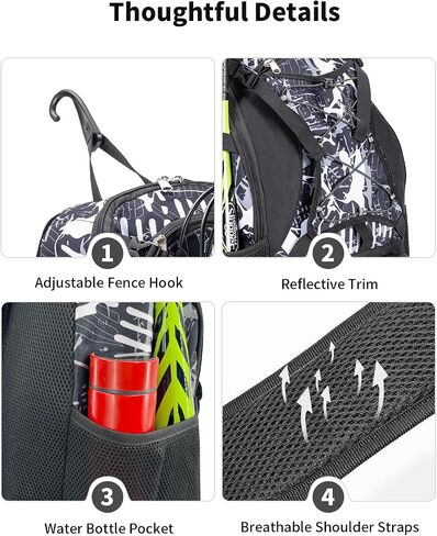 Youth Baseball Bag, Softball Bat Bag for Girls Boys & Adults, Kids Tball Backpack with Shoes Compartment, Large Capacity Equipment Backpack in Saudi Arabia