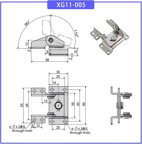 XG11-005 Dual Axis Torque Hinge Made of Stainless Steel Positioning Damping 1Pcs in Saudi Arabia
