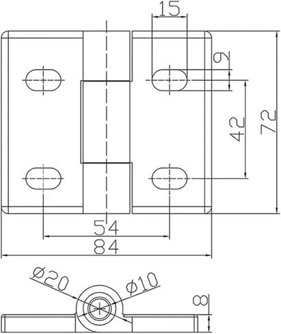 84 × 72 × 8 مم 304 الفولاذ المقاوم للصدأ فائقة السميكة السميكة مفصلية قابلة للطي 1pcs in Saudi Arabia