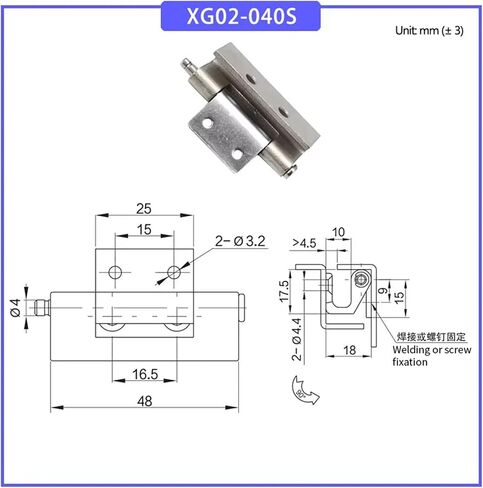 304 XG02-040S Stainless Steel Concealed Folding Hinges 1Pcs in Saudi Arabia