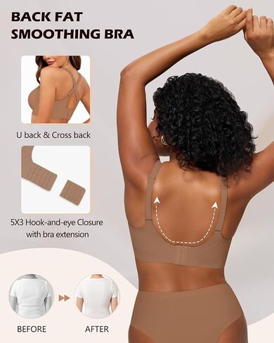 Bras for Women Deep V Seamless Wireless Support Lift No Underwire Plunge Bralettes Full Coverage Push Up Bra in Kuwait