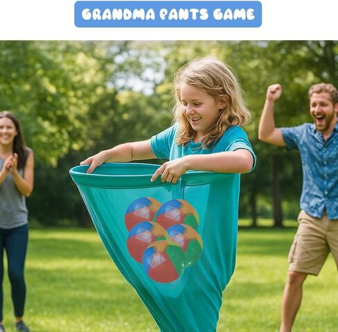 Granny Pants Yard Game ، لعبة الحفلات الكبيرة في الهواء الطلق ، ألعاب Super Gaint Pants Challenge مع 4 كرات نطاط ومضخة واحدة ، نشاط الفناء الخلفي المرح للبالغين ، مجموعة ألعاب Family Field Team Relay Relay in Saudi Arabia