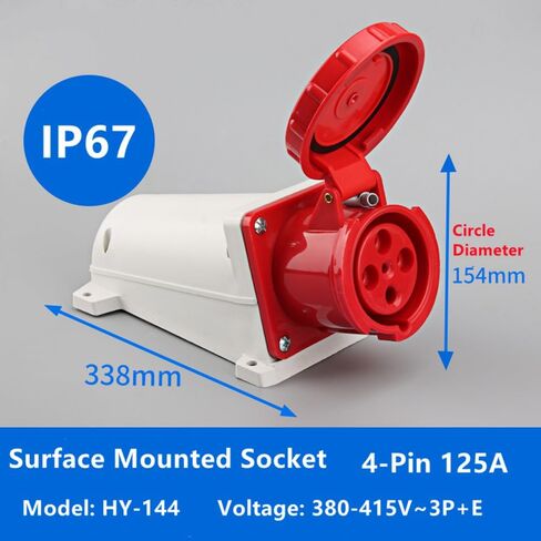 IEC60309 مقبس سطح الموصل الصناعي المقاوم للماء 4PIN 125A 380V-415V 3P+E IP67 in Kuwait