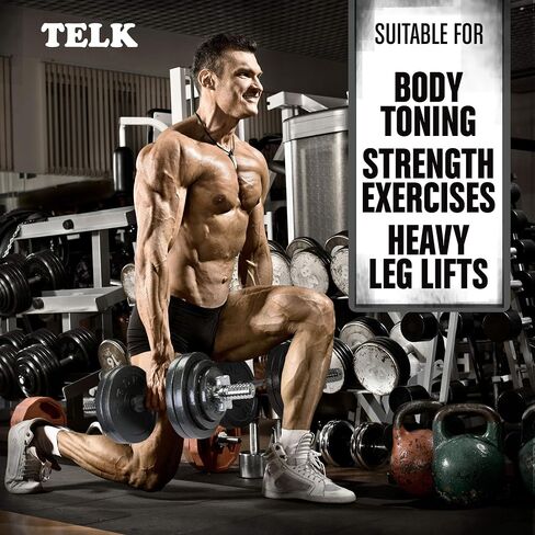 TELK – Adjustable Dumbbell Set – Home Gym Weight Set with Baked Enamel Cast Iron Plates – Space-Saving Free Weights for Strength Training in Saudi Arabia