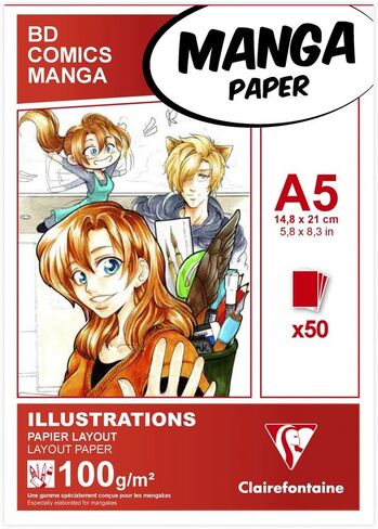 Clairefontaine Manga Illustrations Pad, A4, 100g-Plain, White in Saudi Arabia