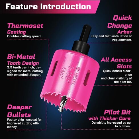 1-3/8" - 1-3/4" Door Lock Installation Kit for Wooden Doors with Guide Template, Carbon Steel Door Lock Hole Saw (Red) in Kuwait