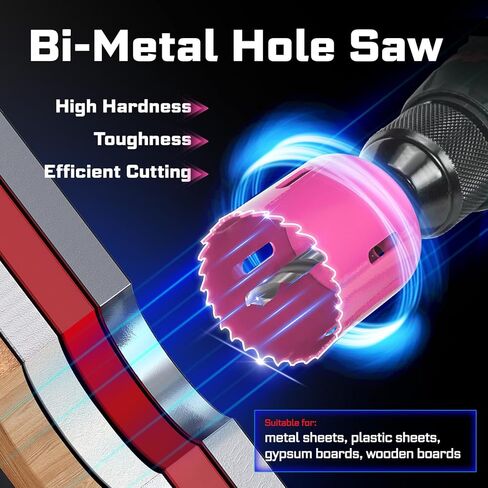 1-3/8" - 1-3/4" Door Lock Installation Kit for Wooden Doors with Guide Template, Carbon Steel Door Lock Hole Saw (Red) in Kuwait