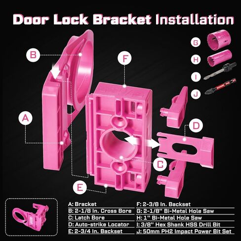 1-3/8" - 1-3/4" Door Lock Installation Kit for Wooden Doors with Guide Template, Carbon Steel Door Lock Hole Saw (Red) in Kuwait