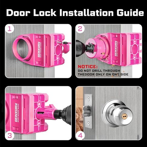 1-3/8" - 1-3/4" Door Lock Installation Kit for Wooden Doors with Guide Template, Carbon Steel Door Lock Hole Saw (Red) in Kuwait