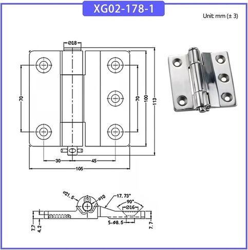 Stainless Steel Industrial Machinery Equipment Cabinet Door Hinge 1Pcs(XG02-178-2) in Saudi Arabia