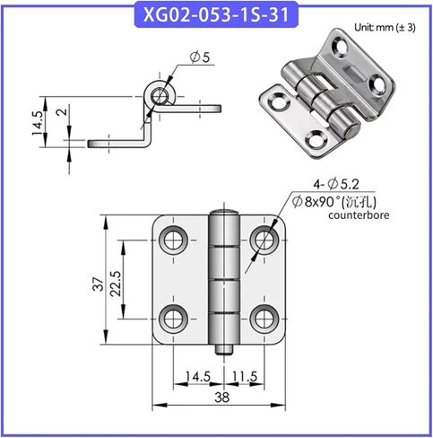 XG02-053-1S-31 مفصل الباب بنت مصنوع من 304 الفولاذ المقاوم للصدأ يستخدم 1pcs in Saudi Arabia