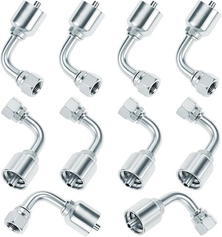 QWORK 10 Pack 1/4" Hydraulic Fittings, 1/4" JIC 37° Female 90 Degree Hydraulic Hose Repair Kit in Kuwait