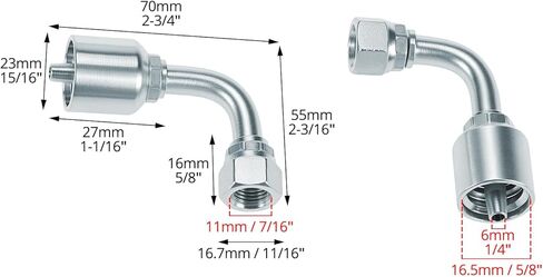 QWORK 10 Pack 1/4" Hydraulic Fittings, 1/4" JIC 37° Female 90 Degree Hydraulic Hose Repair Kit in Kuwait