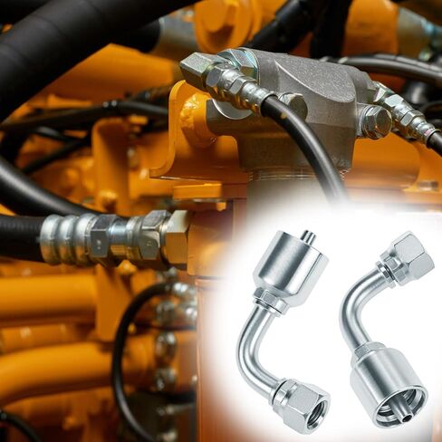 QWORK 10 Pack 1/4" Hydraulic Fittings, 1/4" JIC 37° Female 90 Degree Hydraulic Hose Repair Kit in Kuwait