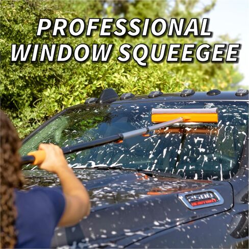 4-12 ft Window Washer Squeegee Kit with Extension Pole (20+ Foot Reach) // Long Handle Squeegee for Window Cleaning & Car Cleaning Multi-Use//Telescopic Professional Window Cleaning Squeegee for Home in Kuwait
