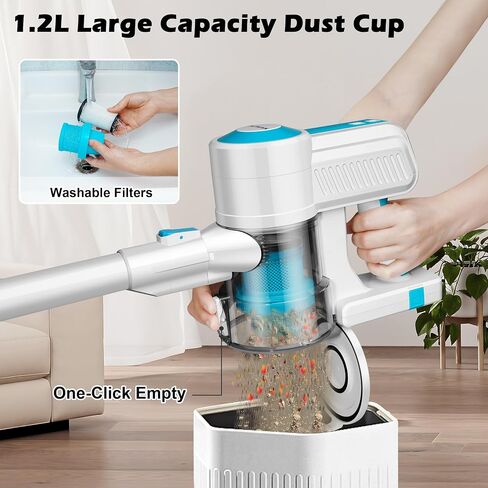 Purkinn Cordless Vacuum Cleaner 18kpa strow Stick Vacuum قابلة لإعادة الشحن مع وضعين ، بطارية 2200mAh ، وقت تشغيل 35 دقيقة ، مكنسة صغيرة باليد للمنزل ، الأرضية الصلبة ، شعر الحيوانات الأليفة ، السيارة ، P8 in Saudi Arabia