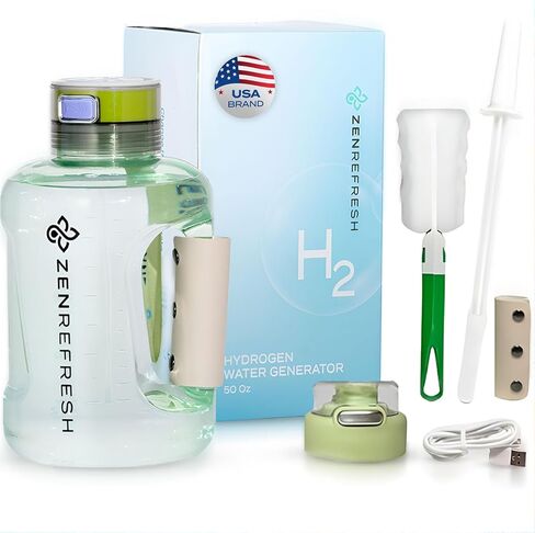 50 Oz Hydrogen Water Bottle, 2025 New SPE/PEM Technology, Large Gym Hydrogen Bottles, Travel Hydrogen Water Bottle Generator With Straw & Additional Cap, USA Brand, Up to 1800 ppb - Black in Saudi Arabia